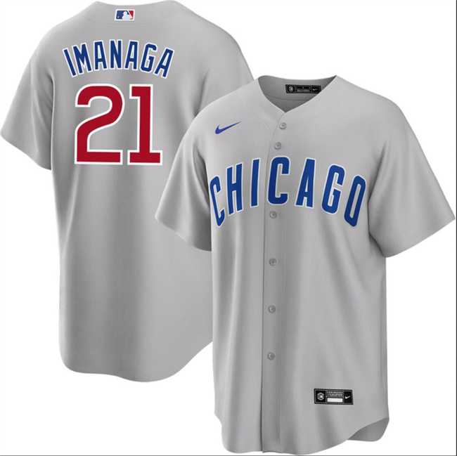 Men%27s Chicago Cubs #21 Shota Imanaga Gray Cool Base Stitched Baseball Jersey Dzhi